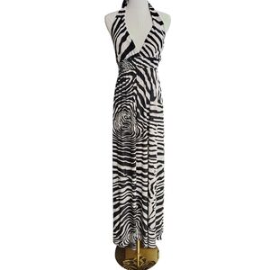 Elegant Zebra Print Halter Dress